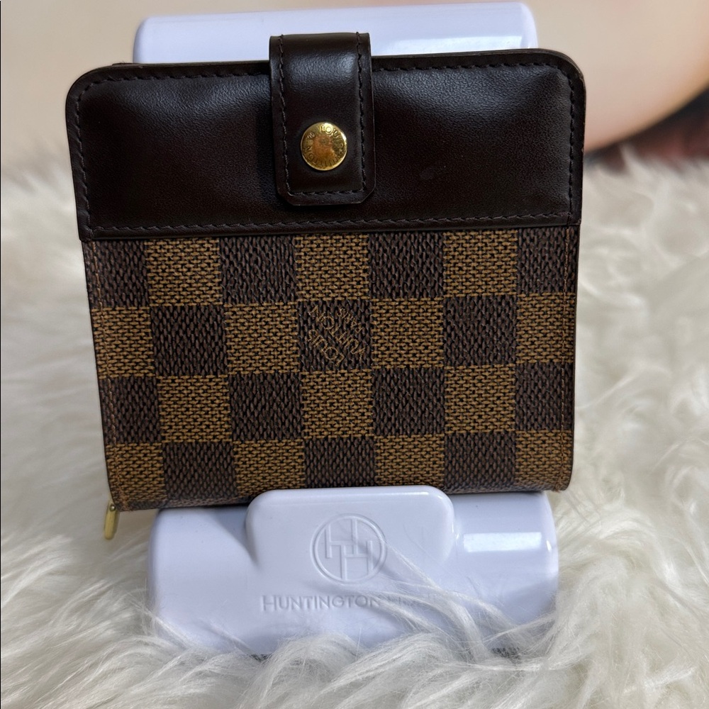 Louis Vuitton Damier Ebene Compact Wallet with Button Closure with Coin Purse